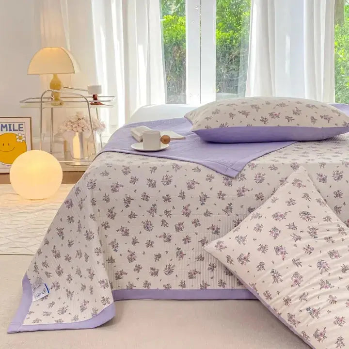 Bedding Set Soft Microfiber Floral Design Hidden Zipper