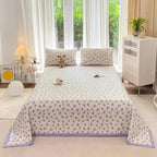 Bedding Set Soft Microfiber Floral Design Hidden Zipper