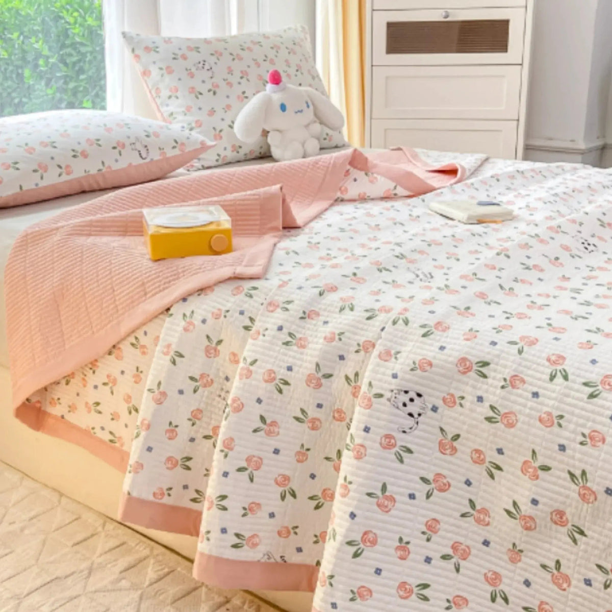 Bedding Set Soft Microfiber Floral Design Hidden Zipper