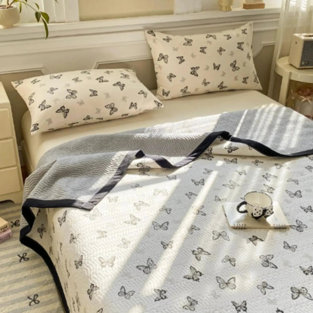 Bedding Set Soft Microfiber Floral Design Hidden Zipper