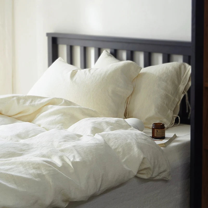 Bedding Set Stonewashed Linen-Cotton Elastic Fitted Sheet