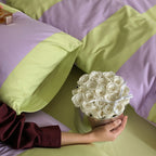 Bedding Set Striped Cotton Satin Hidden Zipper