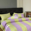 Bedding Set Striped Cotton Satin Hidden Zipper