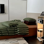 Bedding Set Striped Mako Cotton Breathable Concealed Zipper