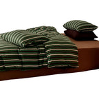 Bedding Set Striped Mako Cotton Breathable Concealed Zipper