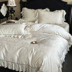 Bedding Set Tencel Cotton Jacquard Ruffle Trim 4-Piece