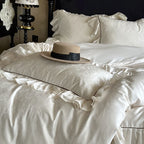 Bedding Set Tencel Cotton Jacquard Ruffle Trim 4-Piece