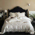 Bedding Set Tencel Cotton Jacquard Ruffle Trim 4-Piece