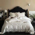 Bedding Set Tencel Cotton Jacquard Ruffle Trim 4-Piece