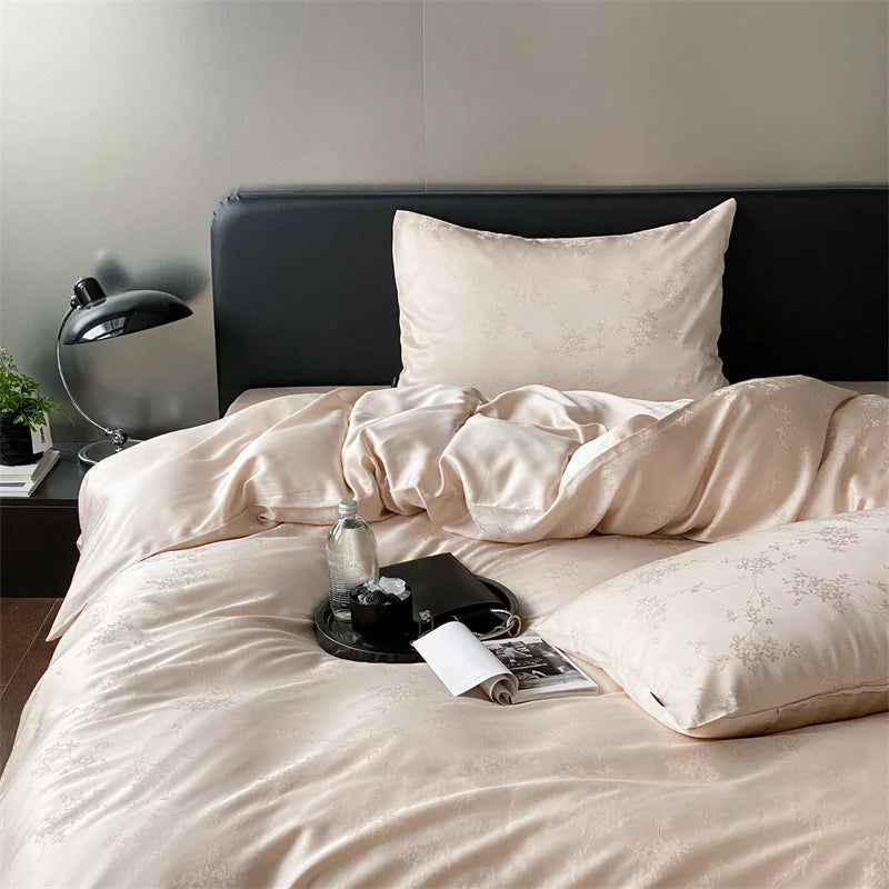 Bedding Set Tencel Satin Jacquard Leopard Pattern