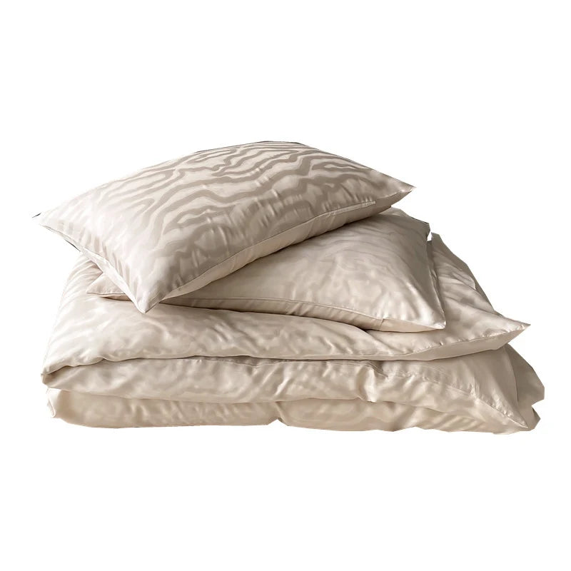 Bedding Set Tencel Satin Jacquard Leopard Pattern