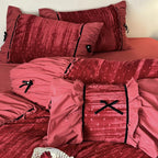 Bedding Set Velvety Microfiber Quilted & Ruffled 4-Piece Set