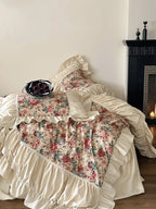 Bedding Set Victorian Floral Cotton Blend Ruffle & Frill