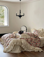 Bedding Set Victorian Floral Cotton Blend Ruffle & Frill
