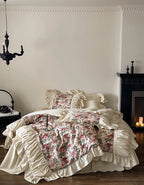 Bedding Set Victorian Floral Cotton Blend Ruffle & Frill