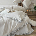 Bedding Set Washed Cotton Embroidered & Ruffled Hem