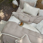 Bedding Set Washed Cotton-Linen Breathable Lace Trim