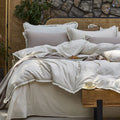 Bedding Set Washed Cotton-Linen Breathable Lace Trim