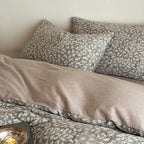 Bedding Set Washed Cotton-Linen Subtle Leopard Print 4-Piece