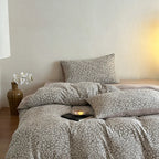 Bedding Set Washed Cotton-Linen Subtle Leopard Print 4-Piece