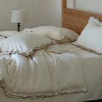 Bedding Set Washed Linen-Cotton Breathable Edge Ruffle