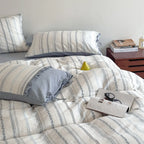 Bedding Set Washed Linen-Cotton Breathable Tie Pillowcases