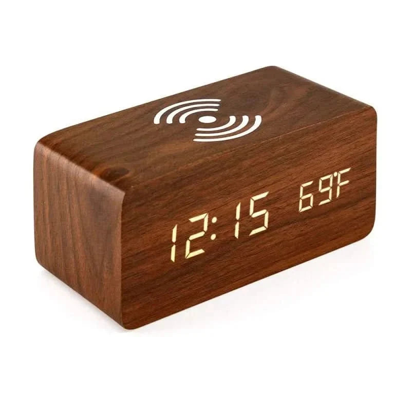Bedroom Alarm Clock Wireless Charging Clap-On Display 3 Alarms