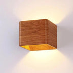 Bedroom Wall Lamp Faux Wood Hardwired Ambient Light