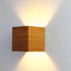 Bedroom Wall Lamp Faux Wood Hardwired Ambient Light