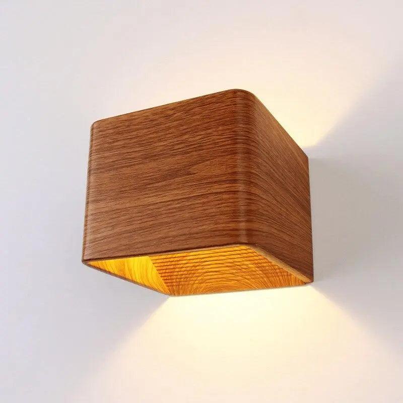 Bedroom Wall Lamp Faux Wood Hardwired Ambient Light