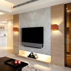Bedroom Wall Lamp Faux Wood Hardwired Ambient Light