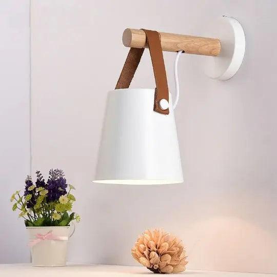Bedroom Wall Lamp Natural Wood Plug-In Or Hardwired