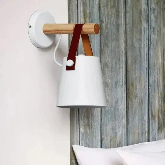 Bedroom Wall Lamp Natural Wood Plug-In Or Hardwired