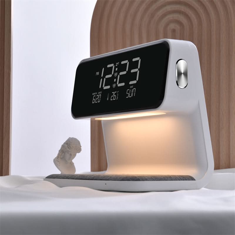Bedside Alarm Clock Wireless Charger Dimmable LED Touch Dimmer