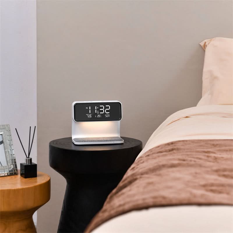 Bedside Alarm Clock Wireless Charger Dimmable LED Touch Dimmer