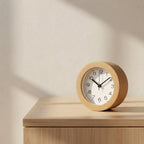 Bedside Alarm Clock Wooden Silent Quartz Movement & Large Numbers