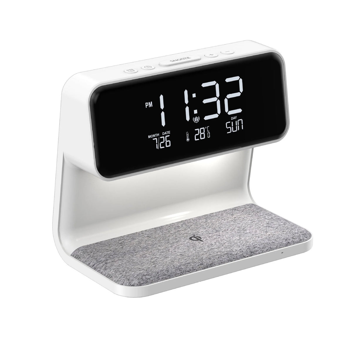 Bedside Lamp Dimmable LED Wireless Charger LCD Alarm Clock