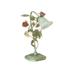 Bedside Lamp Hand-Painted Floral Metal & Glass