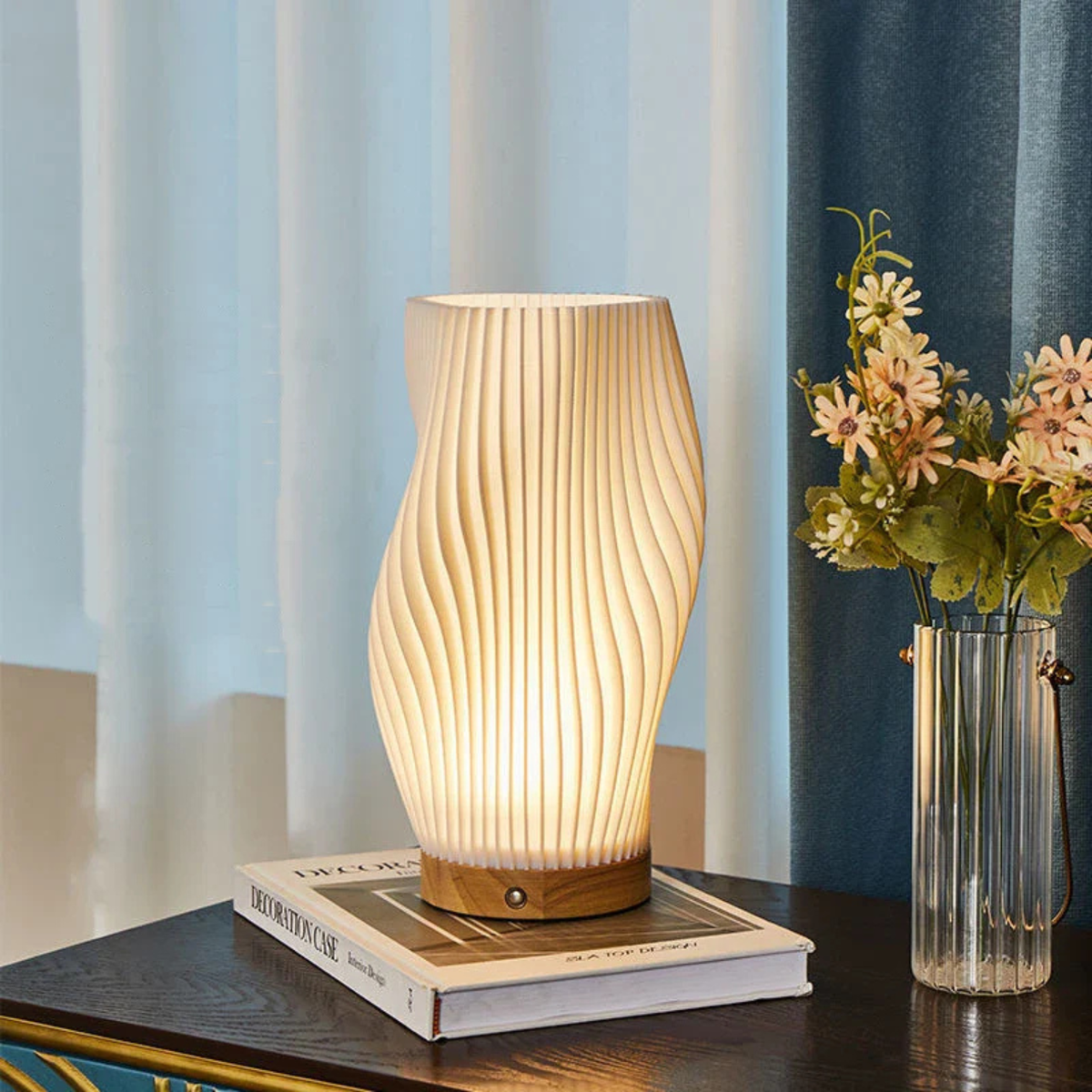 Bedside Lamp Textured Shade Dimmable LED USB Powered