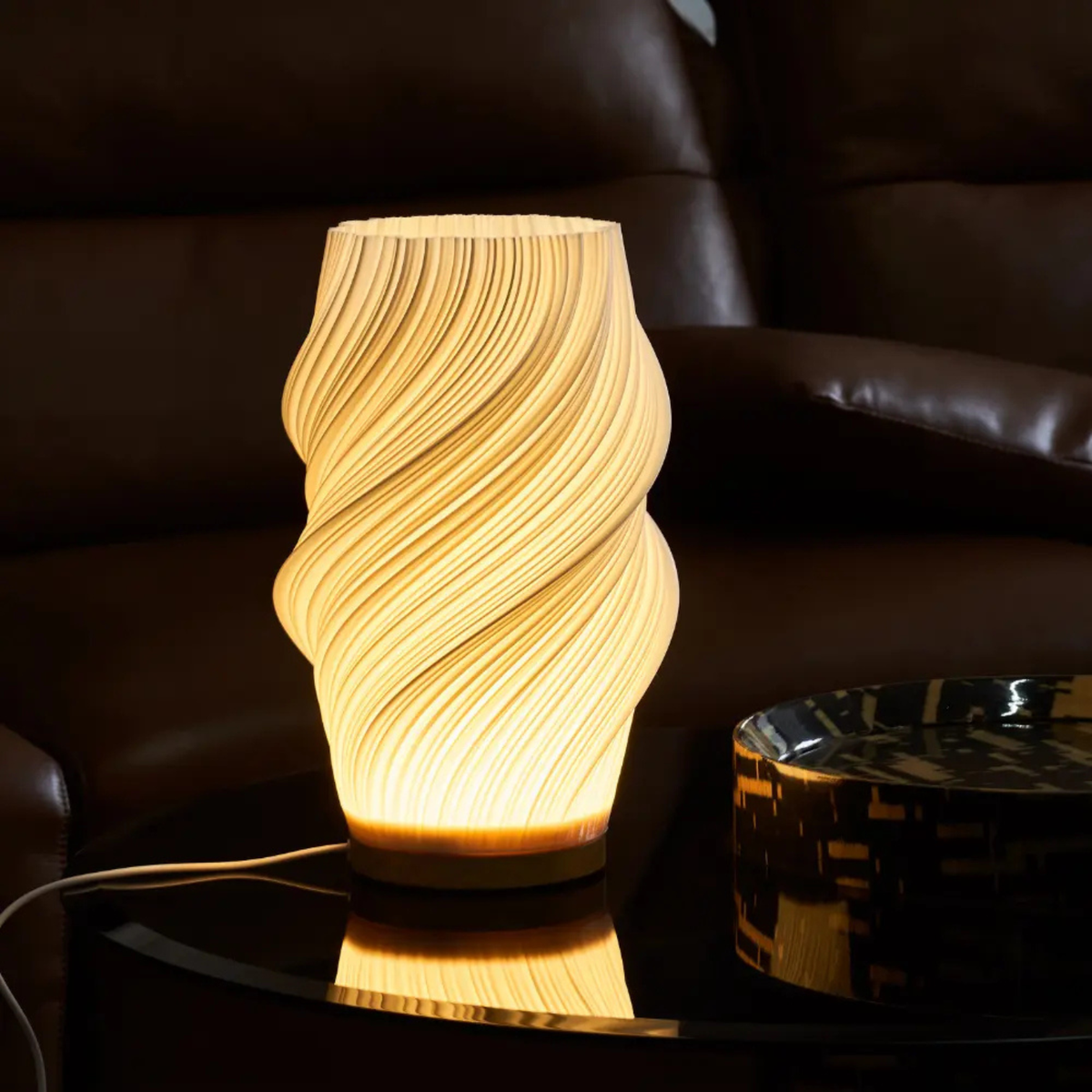 Bedside Lamp Textured Shade Dimmable LED USB Powered