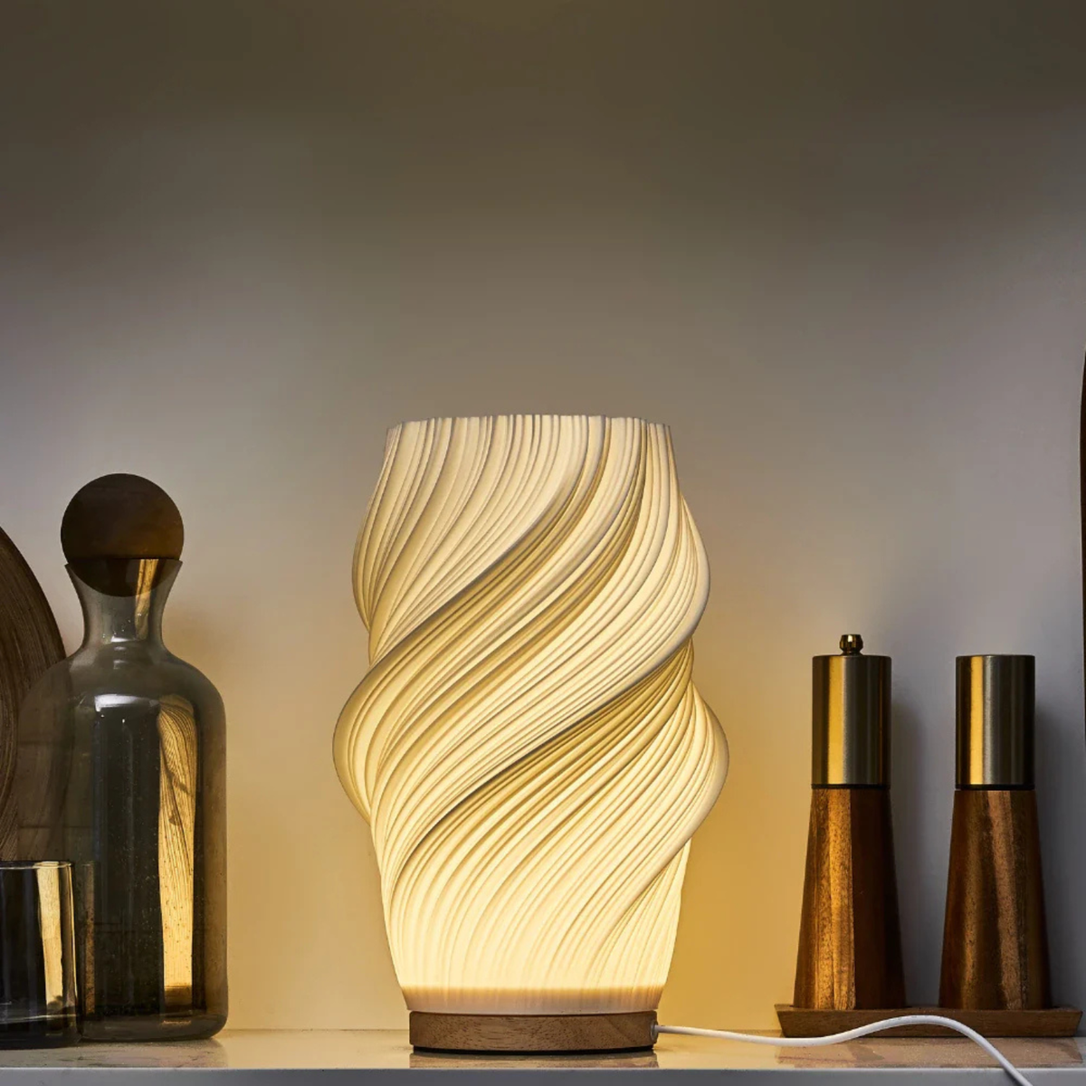 Bedside Lamp Textured Shade Dimmable LED USB Powered