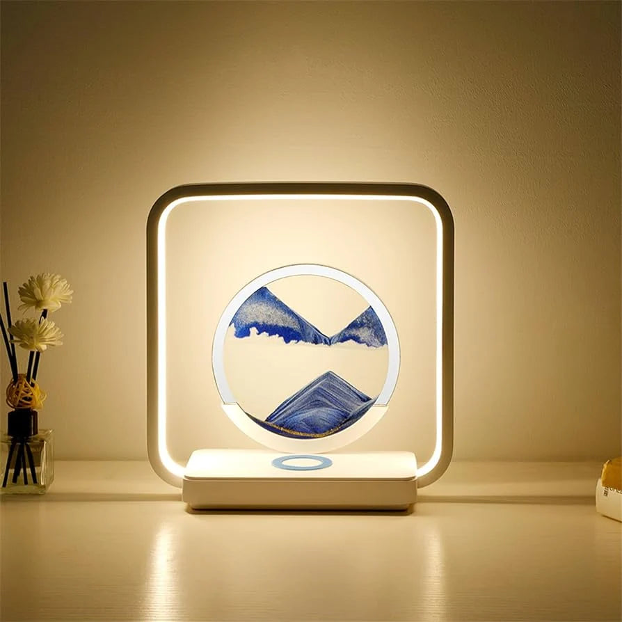Bedside Sand Art Lamp Flowing Sand & Wireless Charging