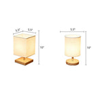 Bedside Table Lamp Wood Base & Flax Shade 25cm