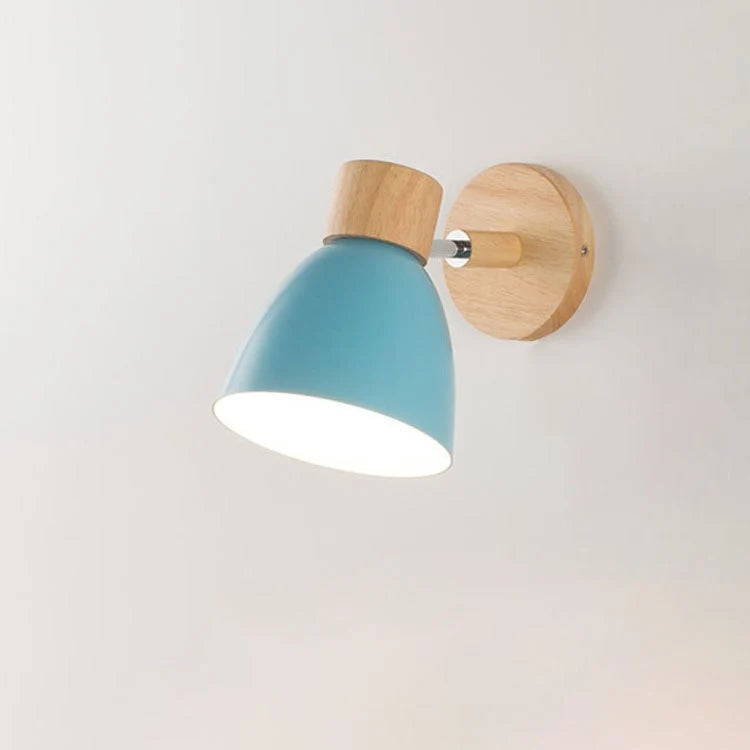 Bedside Wall Sconce Adjustable Swivel Arm Wood Base