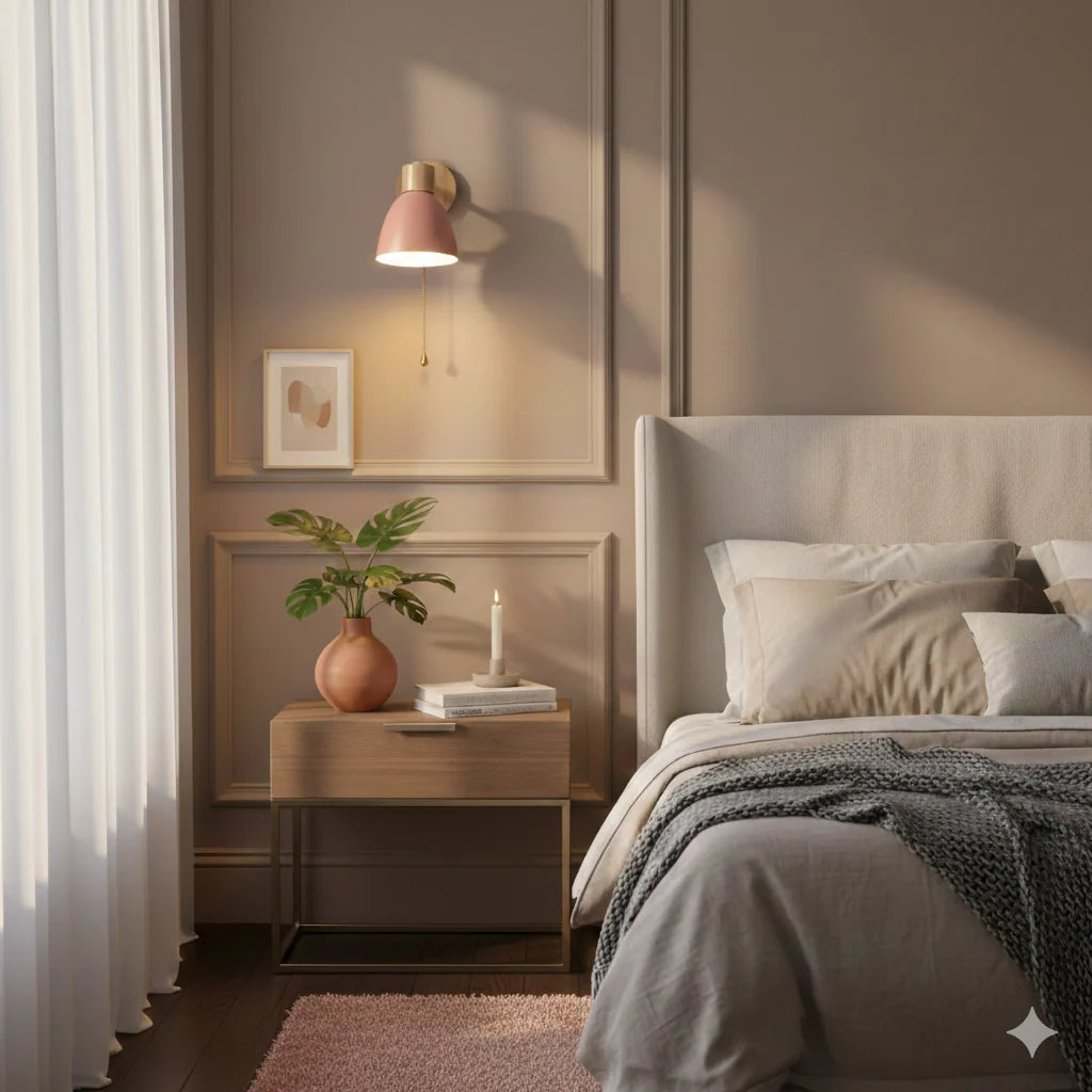 Bedside Wall Sconce Adjustable Swivel Arm Wood Base