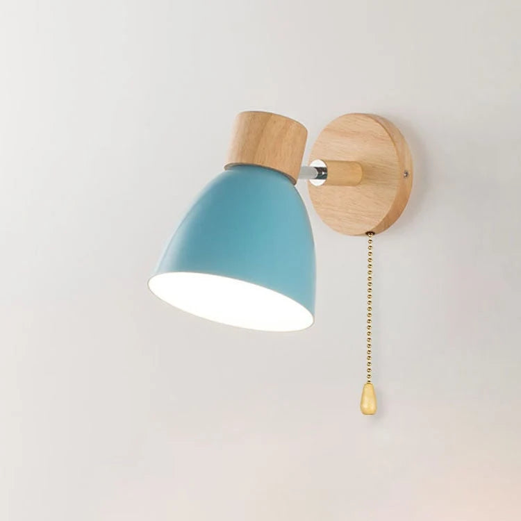 Bedside Wall Sconce Adjustable Swivel Arm Wood Base