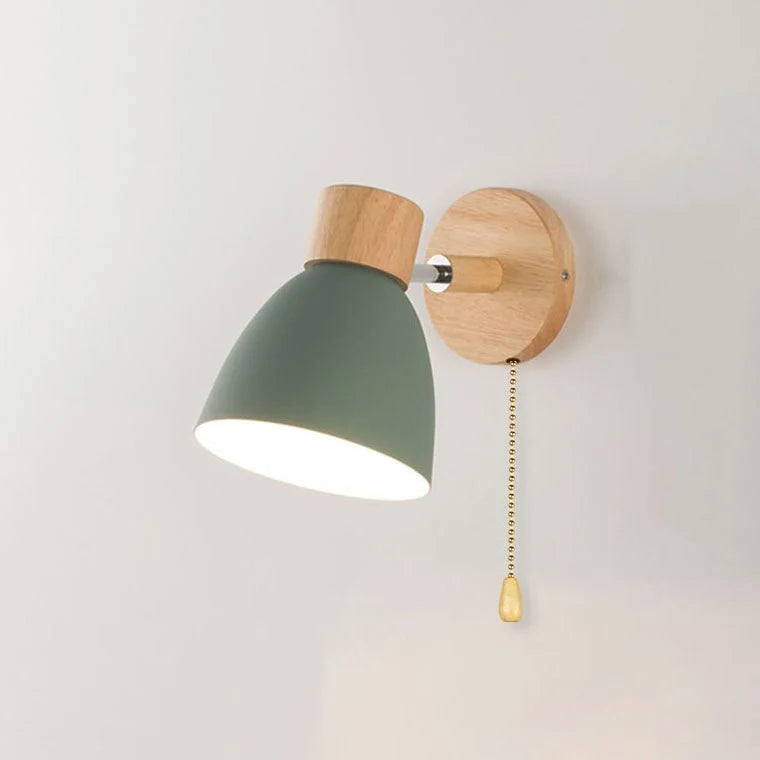 Bedside Wall Sconce Adjustable Swivel Arm Wood Base