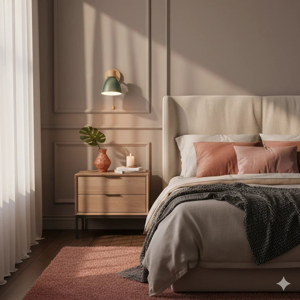 Bedside Wall Sconce Adjustable Swivel Arm Wood Base