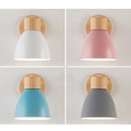 Bedside Wall Sconce Adjustable Swivel Arm Wood Base