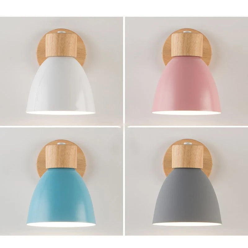 Bedside Wall Sconce Adjustable Swivel Arm Wood Base